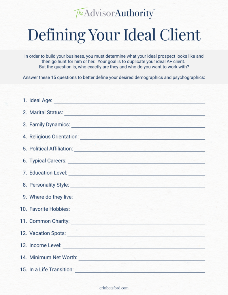 ideal client profile for financial advisors 